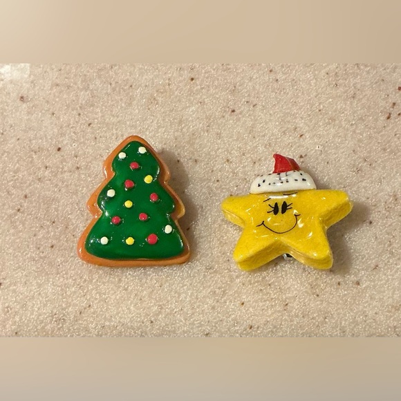 Santa Star and Cute cookie Christmas Tree pins - Picture 1 of 2